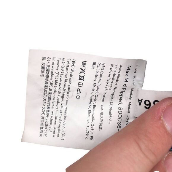 Acne Studios Jeans Size 31 Max Mid Ripped DESIGNER DENIM Acne Jeans Blue - Picture 2 of 13